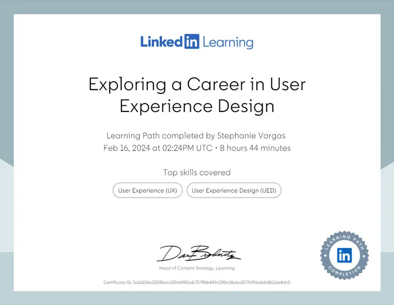LinkedIn Certification: Exploring a Career in User Experience Design
